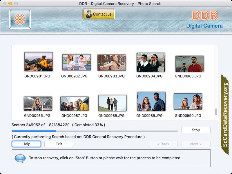 Screenshot of MAC Digital Camera Recovery Software