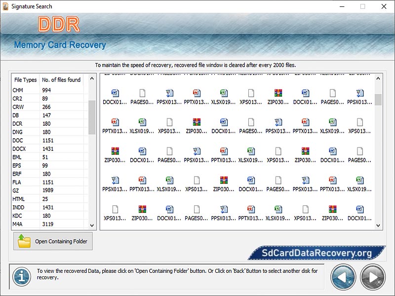 Screenshot of Memory Card Data Recovery Software