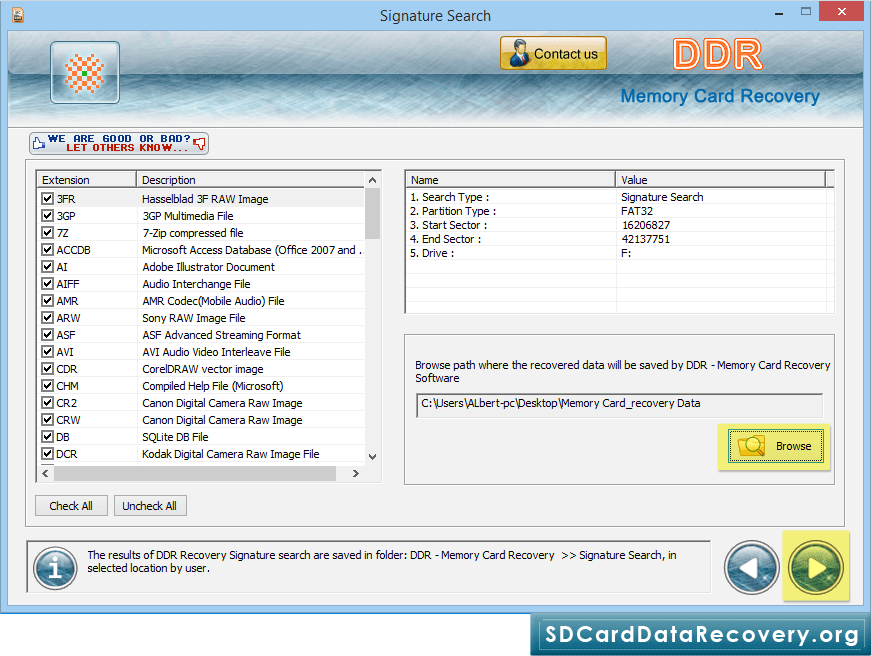 Select extension of lost data files