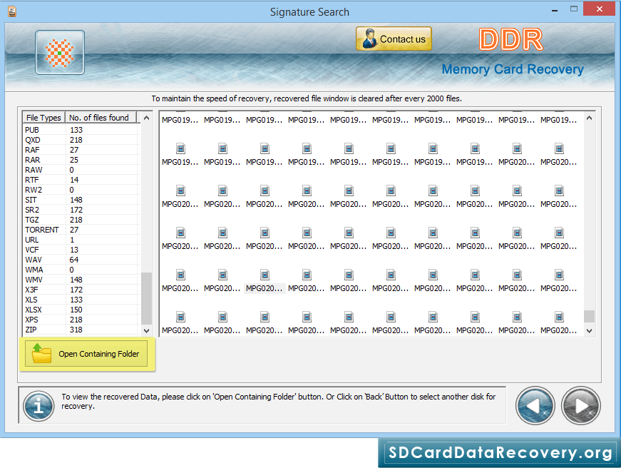 View recovered data files View recovered data files