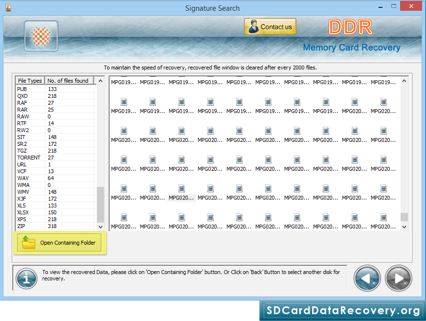 View recovered data files