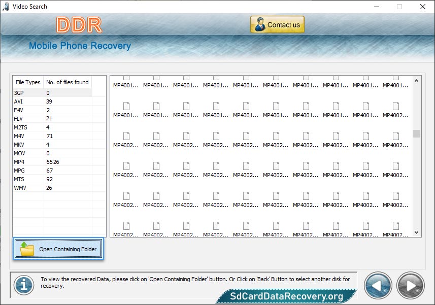 View recovered data