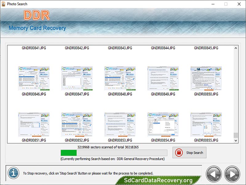 Screenshot of Memory Data Restoration Utility